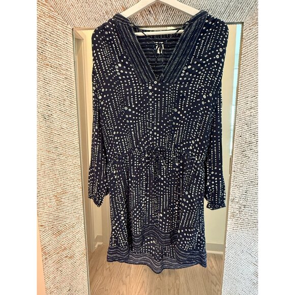 Gap long sleeve blue and white medium dress stretch waist - Picture 4 of 8